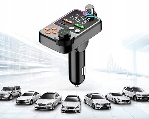 TRANSMITER FM ZESTAW GŁOŚNOMÓWIĄCY BT 5.0 ŁADOWANIE QC 3x USB PD RGB AUDIO na Arena.pl