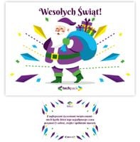 Kartka A6 z gotowymi życzeniami uniwersalna dwustronna kolorowa mikołaj