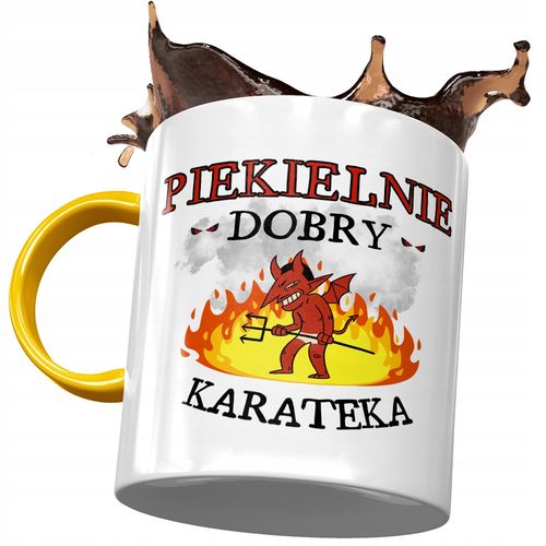 Kubek Żółty Dla Karateki Niby Nie Ma Ideałów Z Nadrukiem Ze Zdjęciem na Arena.pl