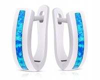 Kolczyki Srebrne Opal Niebieski Angielskie Zapięcie Damskie pr. 925