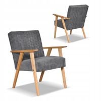 Fotel w stylu PRL retro vintage SOLER Family Meble grafitowy sztruks Anafi