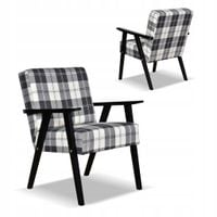 Fotel w stylu PRL retro vintage SOLER Family Meble krata granatowo - biała