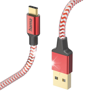 Kabel USB HAMA Ładujący/Data Reflected USB-C USB-A 1.5m Czerwony 201559