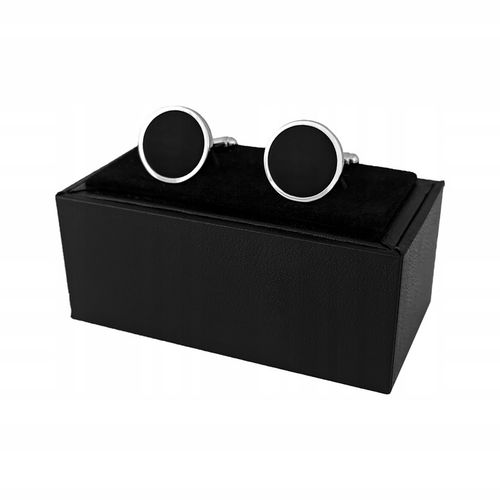 Spinki Do Mankietów Koszuli Czarne Okrągłe Miyou na Arena.pl