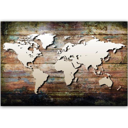 Deco Panel, Mapa świata na starych deskach 60x40 na Arena.pl