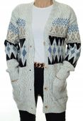 Damski kardigan sweter rozpinany na guziki we wzory UNI