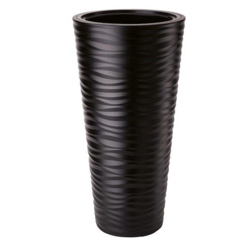 Doniczka okrągła Sahara Dunes Slim 30 | Czarny na Arena.pl