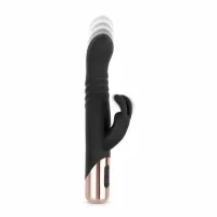 rosy gold rabbit thrusting system black - 10 trybow, silikon, usb