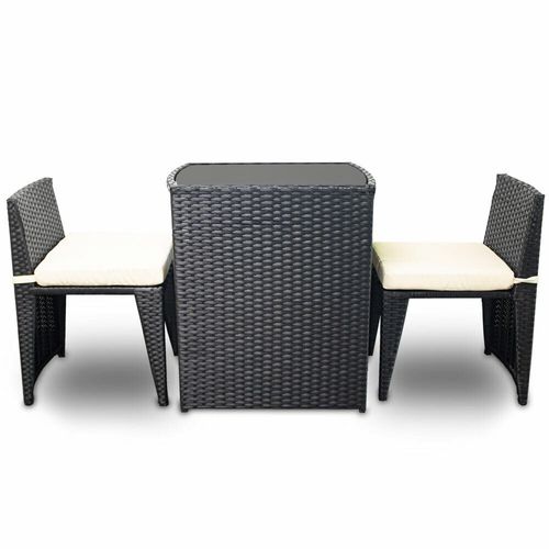 MEBLE OGRODOWE Z TECHNORATTANU STOLIK 2 CHOWANE FOTELE CZARNE 17385 na Arena.pl