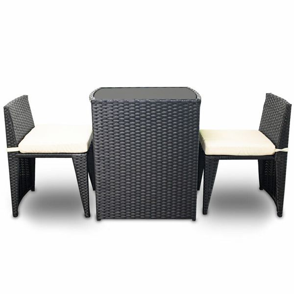 MEBLE OGRODOWE Z TECHNORATTANU STOLIK 2 CHOWANE FOTELE CZARNE 17385 zdjęcie 7