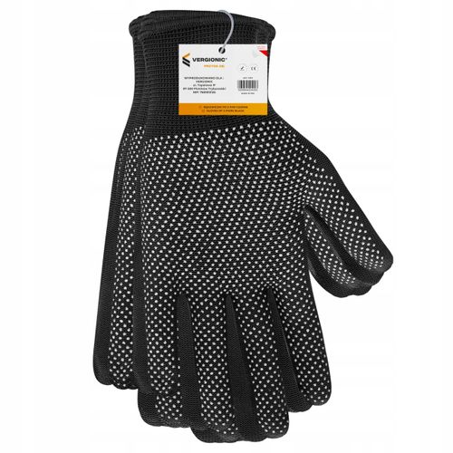Rękawice antypoślizgowe materiałowe czarne 5 par czarne VERGIONIC na Arena.pl