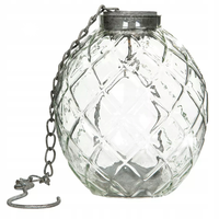 LAMPION LATARNIA WISZĄCA OGRODOWA SZKLANA 18cm z haczykiem metalowa