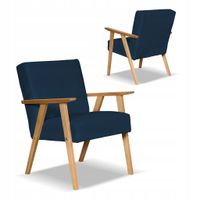 Fotel w stylu PRL retro vintage SOLER Family Meble granatowy welur Hunter