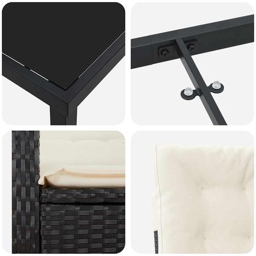 Zestaw do jadalni w ogrodzie 3 pcs Czarny polirattan na Arena.pl