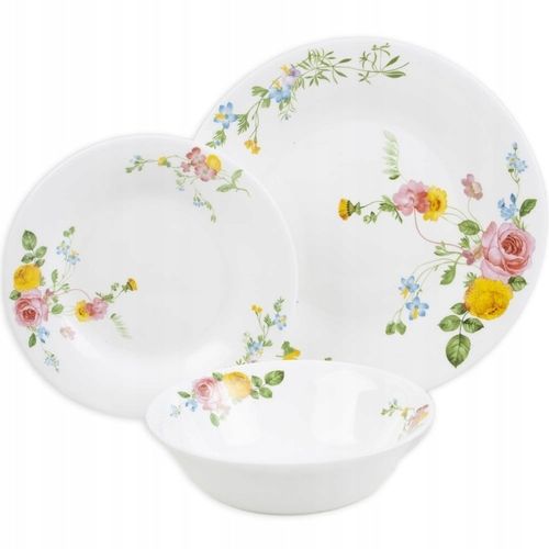 KOMPLET ZESTAW SERWIS OBIADOWY TALERZE 18el 6 OSÓB wzór kwiaty NA PREZENT na Arena.pl
