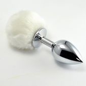 pompon metal plug small white