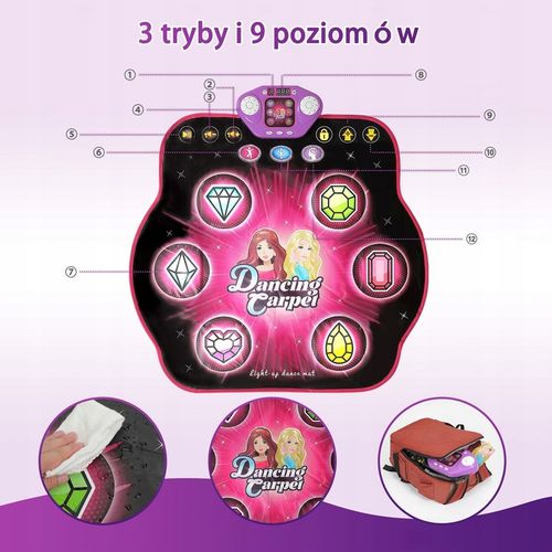 MATA DO TAŃCZENIA MUZYCZNA DLA DZIECI INTERAKTYWNA LED BLUETOOTH 27× POZIOM na Arena.pl
