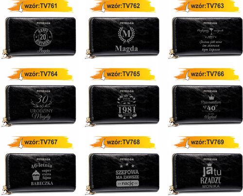 Portfel damski skórzany czarny GRAWER personalizowany prezent twój napis na Arena.pl