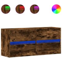 Ścienna szafka TV z LED, przydymiony dąb, 100x31x45 cm