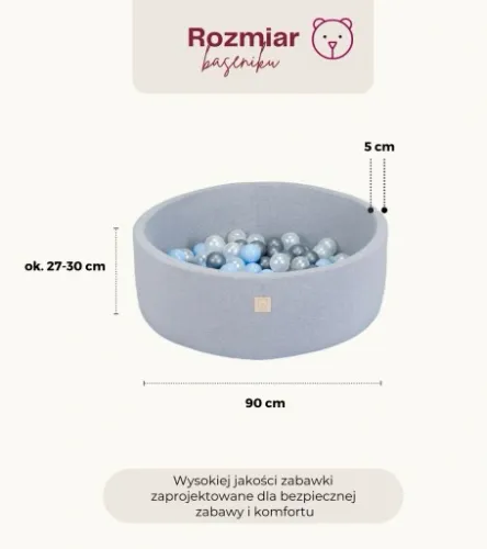Suchy Basen Smart z Kulkami Piłeczkami Szary + 200 Kulek | Polski Producent na Arena.pl