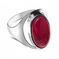 PIERŚCIONEK SREBRNY Z KAMIENIEM RETRO KORAL 925 rozmiar 12