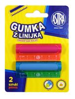 gumka z linijką 5cm 2szt blister astra
