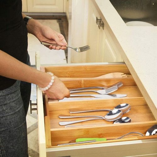 WKŁAD ORGANIZER DO SZUFLADY KUCHENNEJ NA SZTUĆCE BAMBUSOWY PREMIUM XXL 55cm na Arena.pl