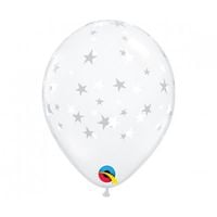 balony przeźroczyste w białe gwiazdki 5"/100 szt.