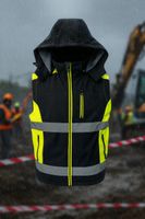 KAMIZELKA robocza BEZRĘKAWNIK softshell Z KAPTUREM odblaskowy OCIEPLANY XL