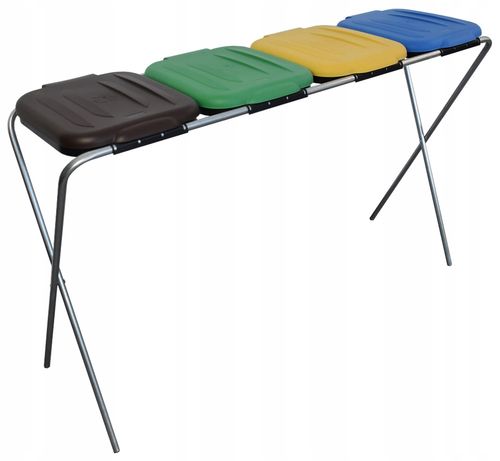 stojak do segregacji odpadów (4-stanowiskowy) niebieski, zielony, brązowy na Arena.pl