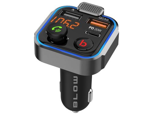 TRANSMITER BLUETOOTH 5.0 FM ŁADOWARKA USB PD 20W QC 3.0 BASS MOCNY MIKROFON na Arena.pl