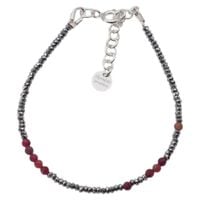 Bransoletka urodzeniowa październik - turmalin, hematyt i srebro