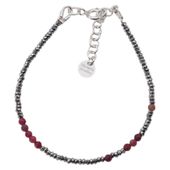 Bransoletka urodzeniowa październik - turmalin, hematyt i srebro