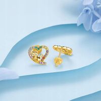 Kolczyki srebrne kotki serca dla dziewczynki srebro 925 pozłacane sztyfty