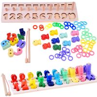 EDUKACYJNA UKŁADANKA DREWNIANA CYFRY  ŁOWIENIE RYBEK