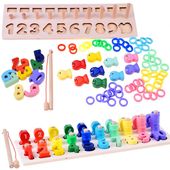 EDUKACYJNA UKŁADANKA DREWNIANA CYFRY  ŁOWIENIE RYBEK