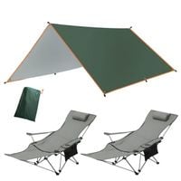ZESTAW TARP PŁACHTA BIWAKOWA WODOODPORNA TERMICZNA 3x4m 2x KRZESŁO