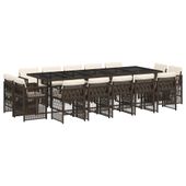 15-cz. zestaw mebli ogrodowych z poduszkami, brązowy, rattan PE