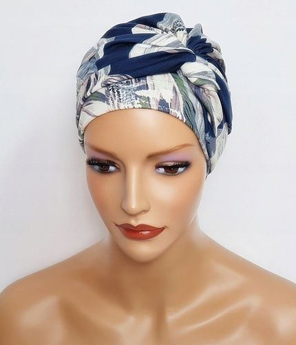 Przeplatany turban damski Sara 259 czapka marszczona także po chemioterapii na Arena.pl