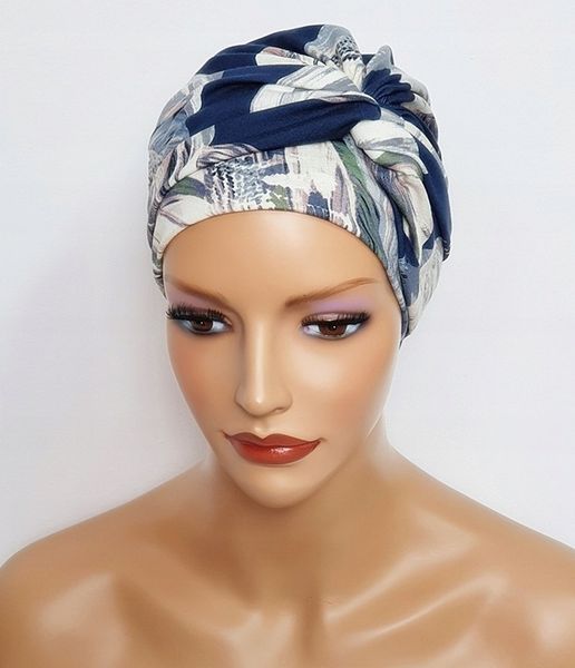 Przeplatany turban damski Sara 259 czapka marszczona także po chemioterapii zdjęcie 3