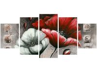 70CM 150CM ZEGAR 5 ELEM MALOWANE MAKI CZERWIENI BRĄZIE DRUK OBRAZ