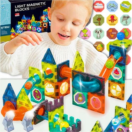 Klocki magnetyczne konstrukcyjne 49el 3D edukacyjne duży zestaw dla dzieci na Arena.pl