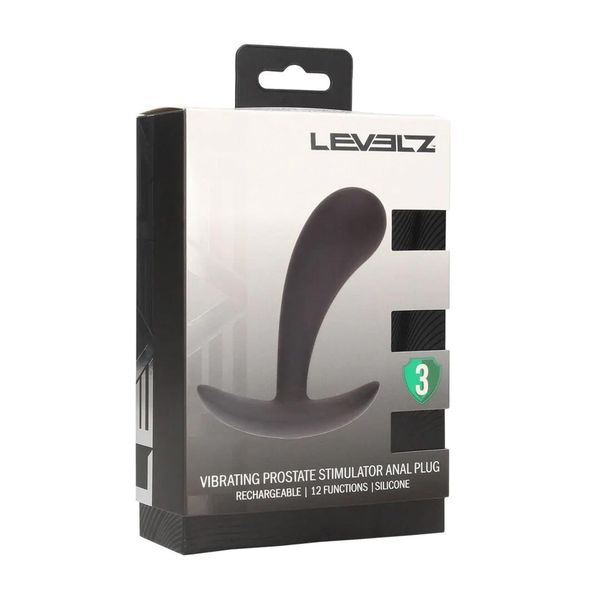 Vibrating Silicone Prostate Stimulator Anal Plug - S - Black zdjęcie 2