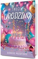 Duża Kartka na urodziny 48 cm kartki XXXL zdobiona z życzeniami Gigant 128