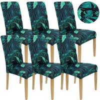 Zestaw 6Szt. Pokrowiec Na Krzesło Liście Wzory Elastyczny [21Cy-6Szt]