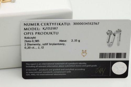 Złote kolczyki KZD2187 - Diament na Arena.pl