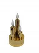 ŚWIECA LED POTRÓJNA ZŁOTA STAŁY PŁOMIEŃ 7,5cm*13cm