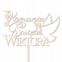 TOPPER dekoracja imię KOMUNIA ŚWIĘTA NAPIS NA TORT