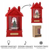 LAMPION ŚWIĄTECZNY Z WKŁADEM LED POZYTYWKA DOMEK CZERWONY 12 x 9 x 19,5 CM
