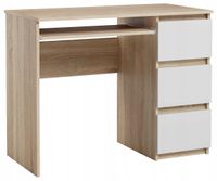 Biurko Szkolne Komputerowe 3 Szuflady Sonoma Biały Mat